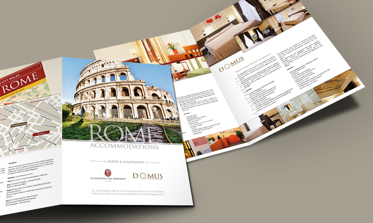 Realizzazione progetto grafico brochure hotel Roma