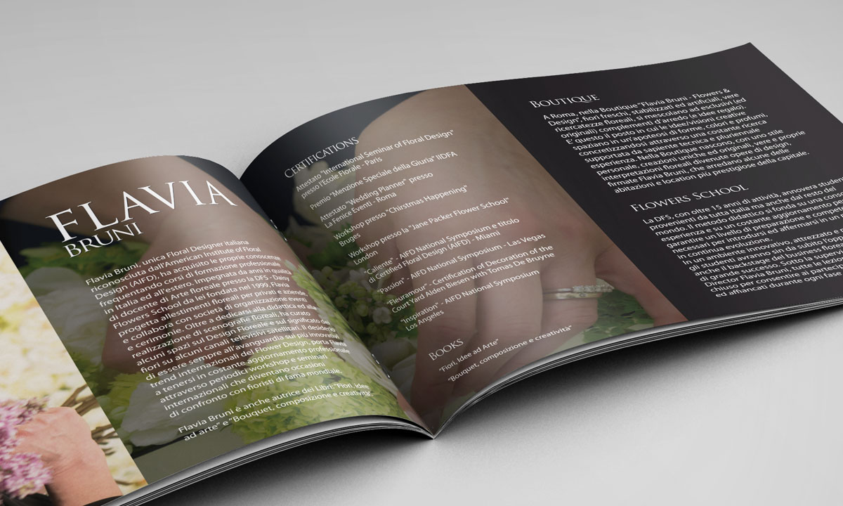 Realizzazione progetto grafico brochure floral designer di Roma
