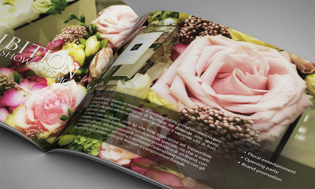 Realizzazione progetto grafico brochure floral designer di Roma